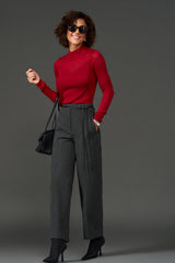 Alpaca Wool Straight-Leg Pants