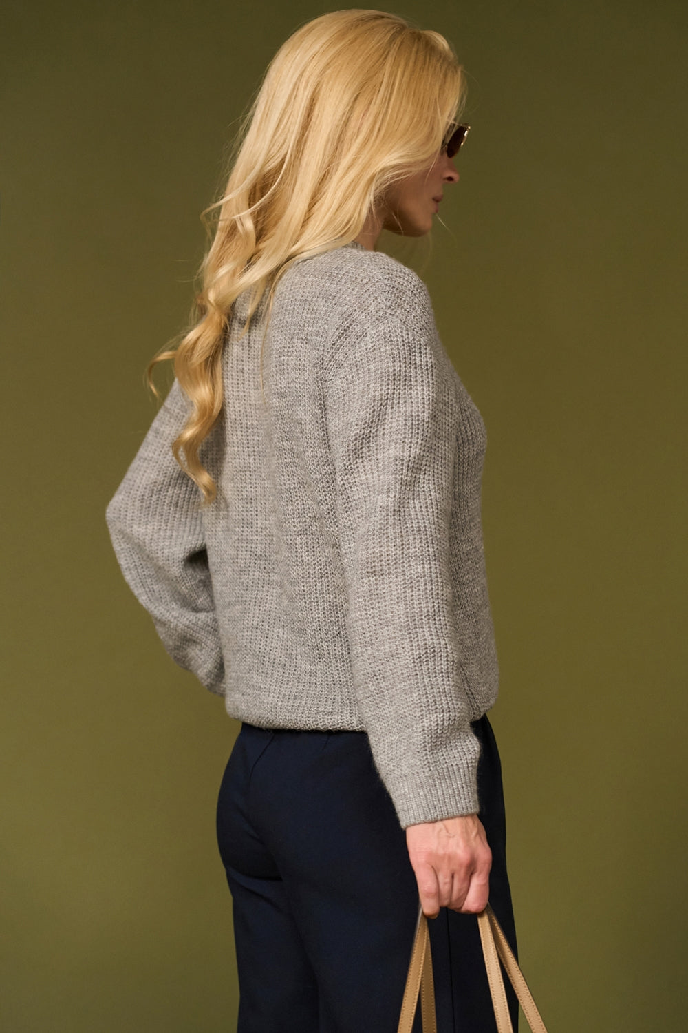 Soft alpaca wool sweater with clean crew neckline