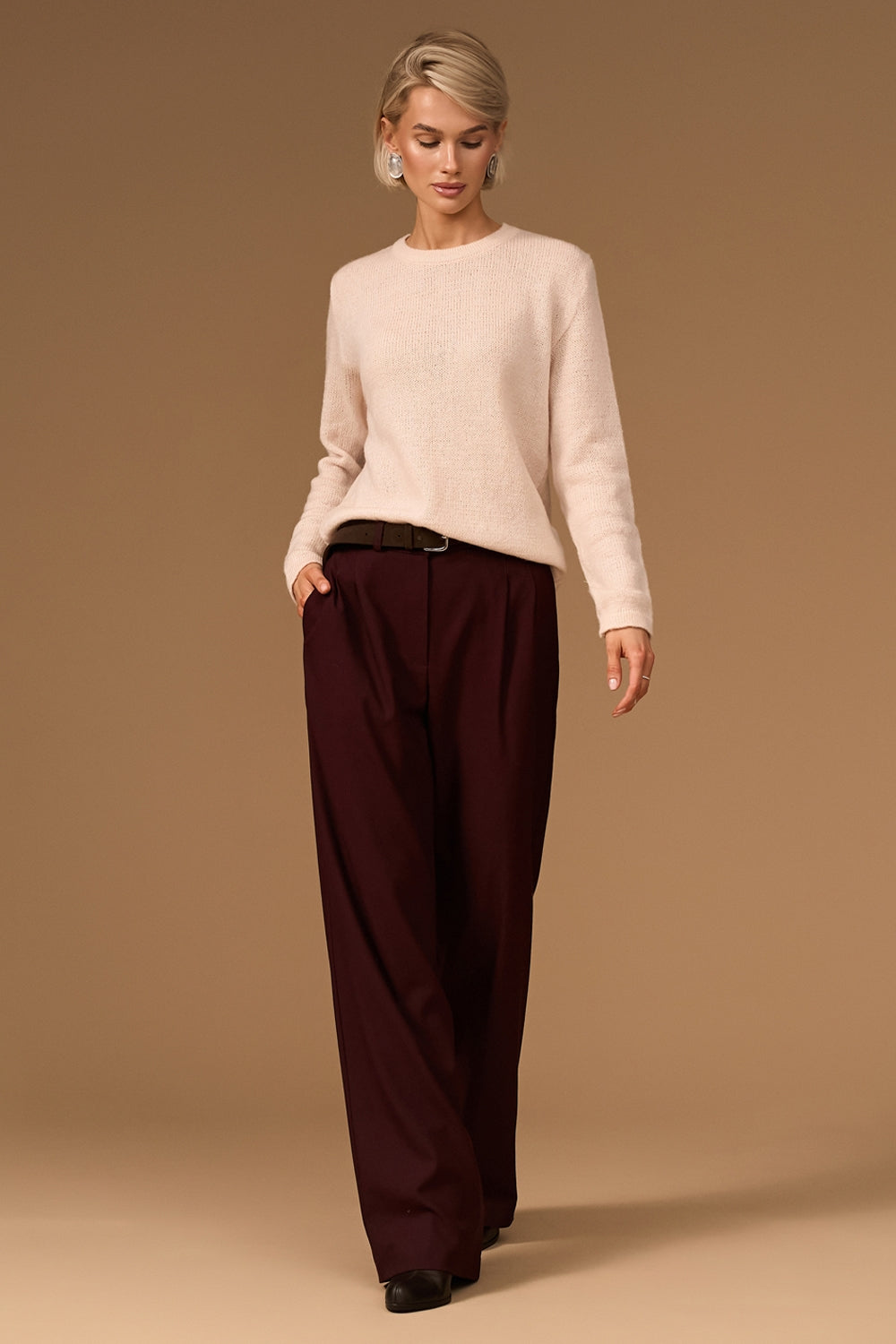 Women’s Baby Alpaca Wool Semi Sheer Crew Neck Sweater
