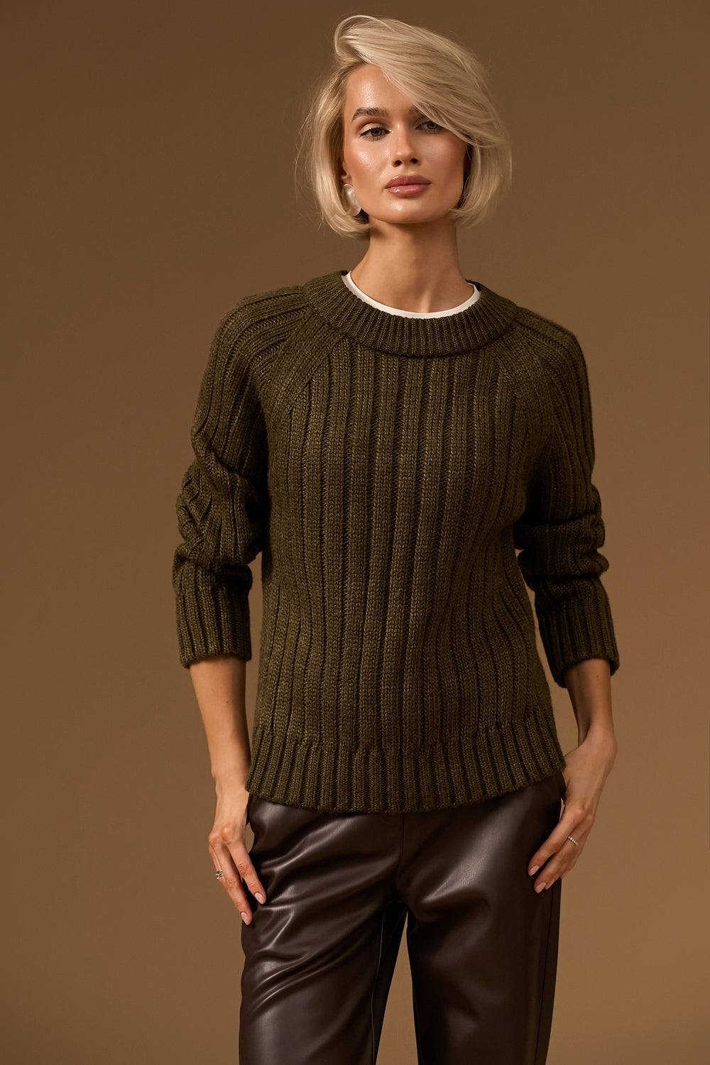 Women’s Wool Ribbed Knit Raglan Sweater