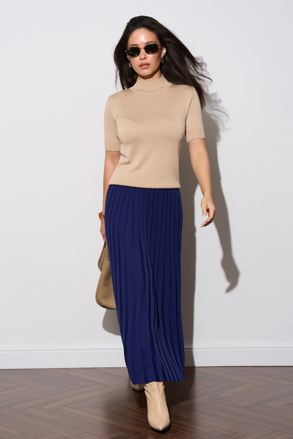 Cotton Short Sleeve Turtleneck Sweater