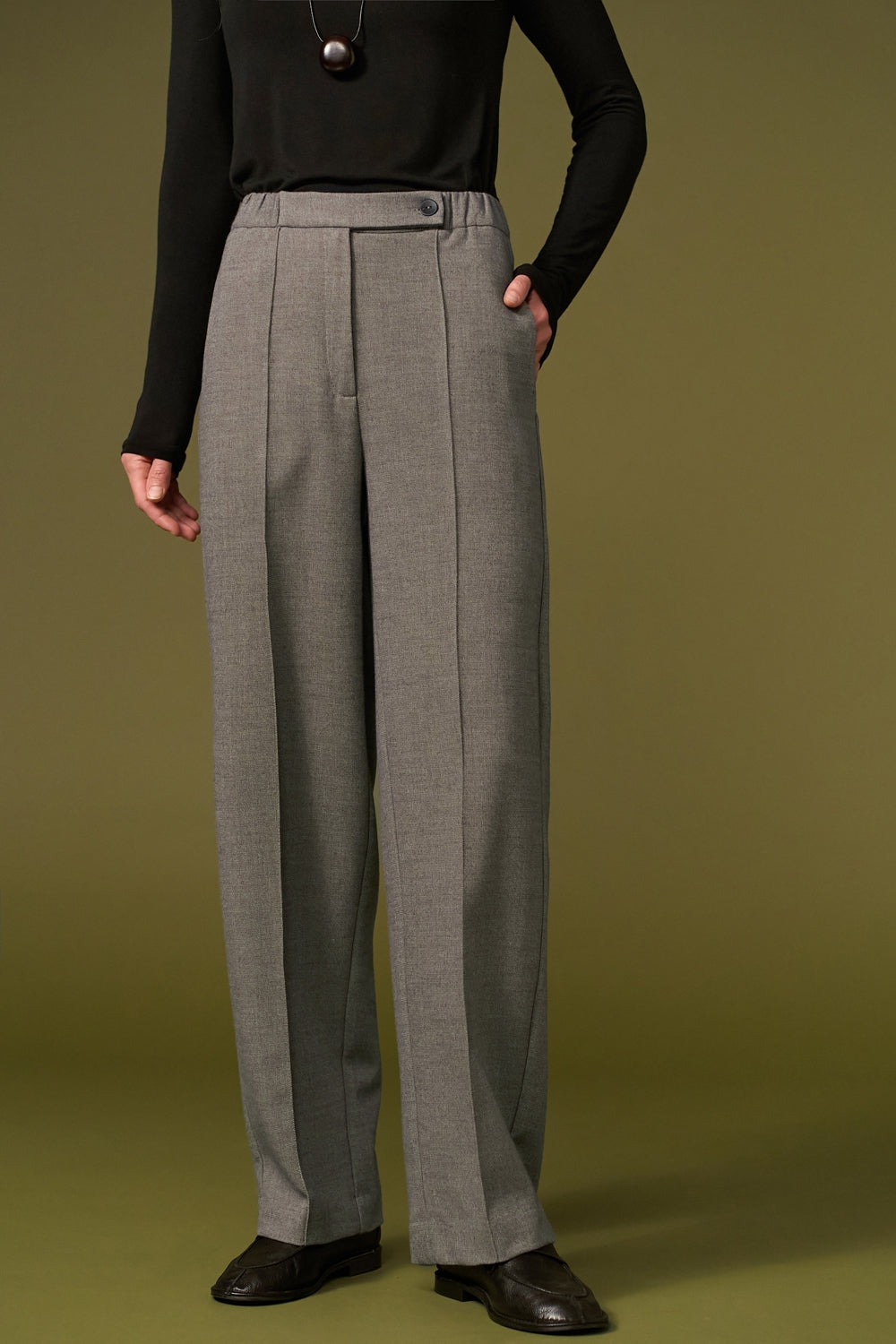 Alpaca Wool Straight-Leg Pants
