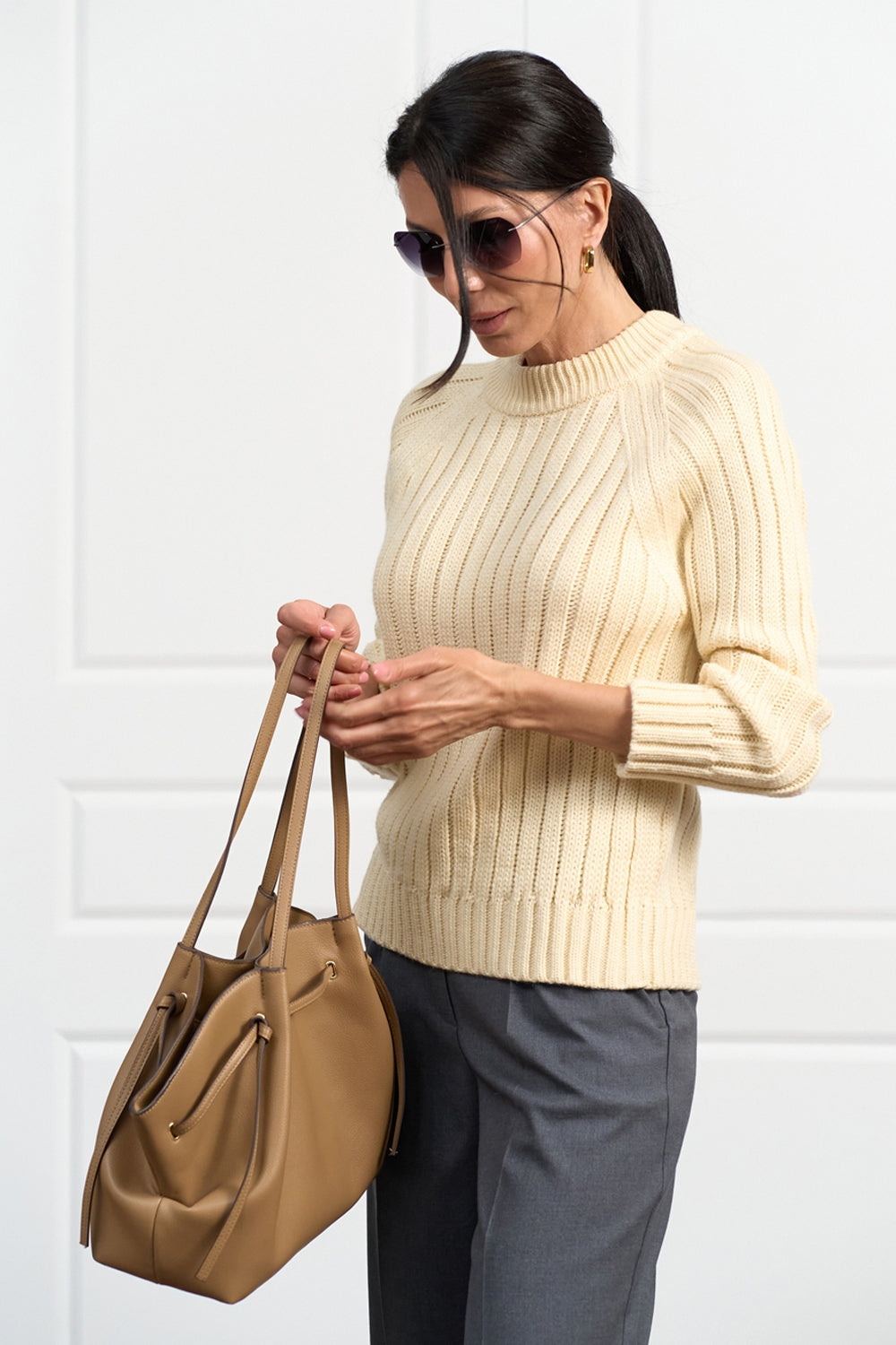 Women’s Wool Ribbed Knit Raglan Sweater