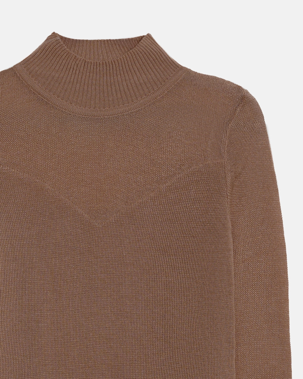 Semi-Sheer Knit Long Sleeve Top with Accent Neckline