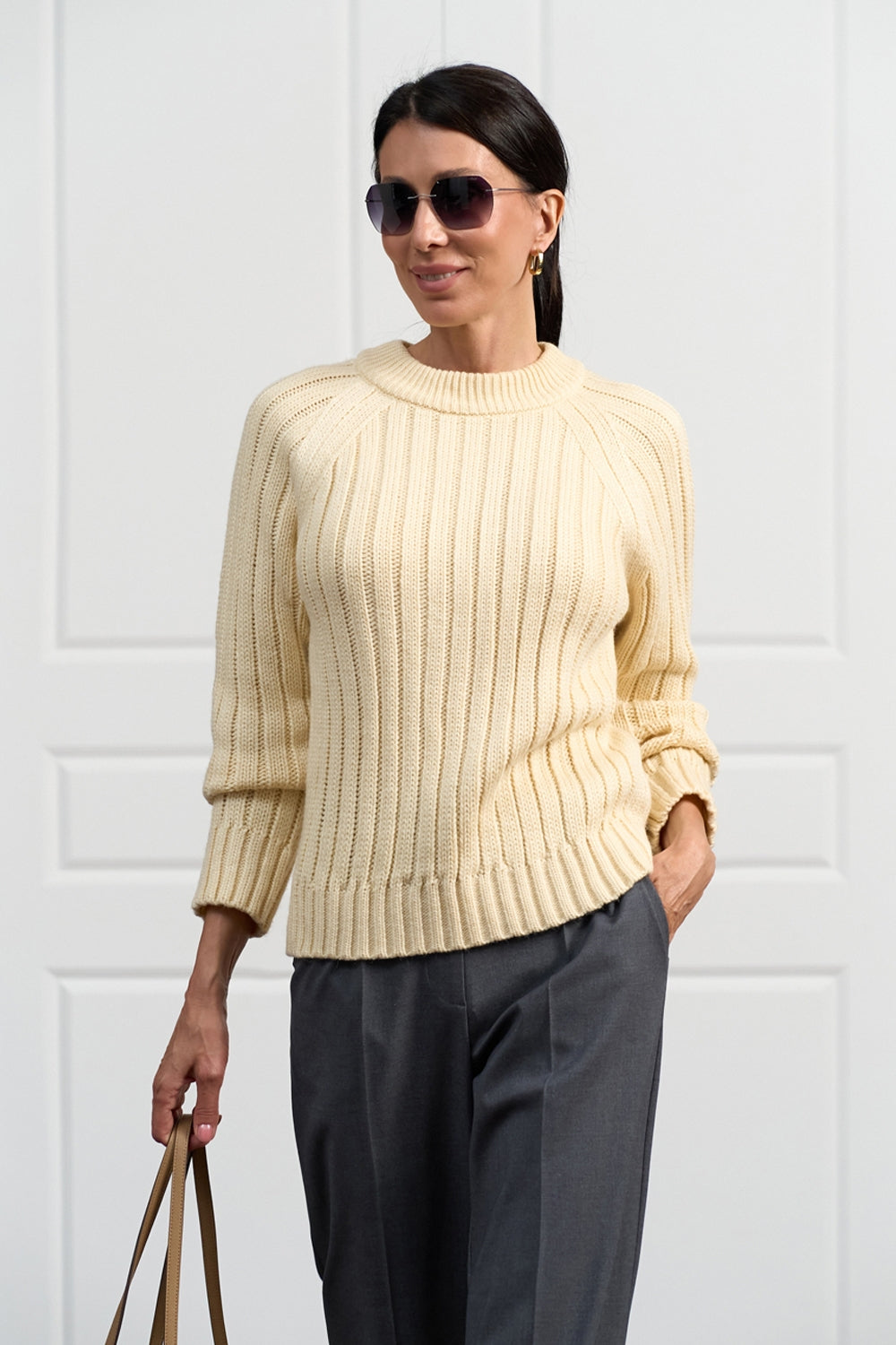 Women’s Wool Ribbed Knit Raglan Sweater