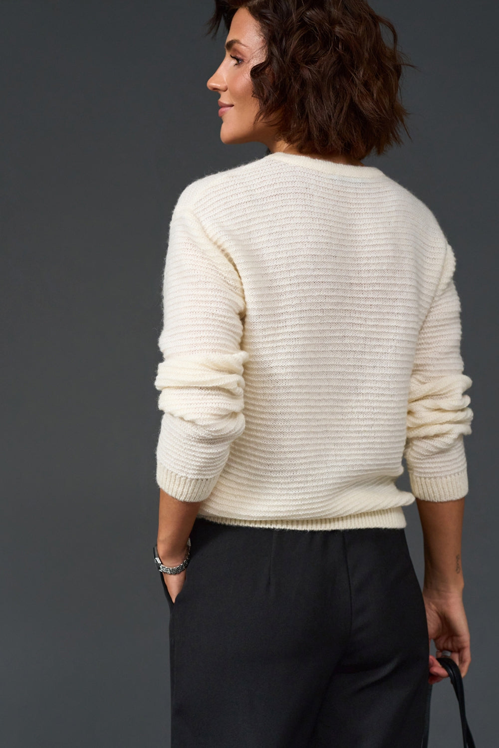 Baby Alpaca Merino Wool Textured Knit Sweater