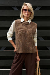 Women’s Wool Mohair Textured Knit Crew Neck Vest