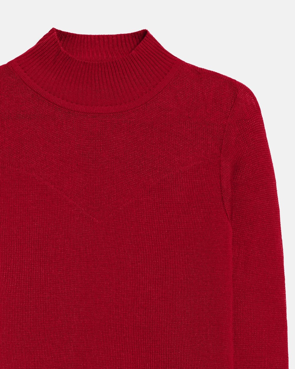 Semi-Sheer Knit Long Sleeve Top with Accent Neckline