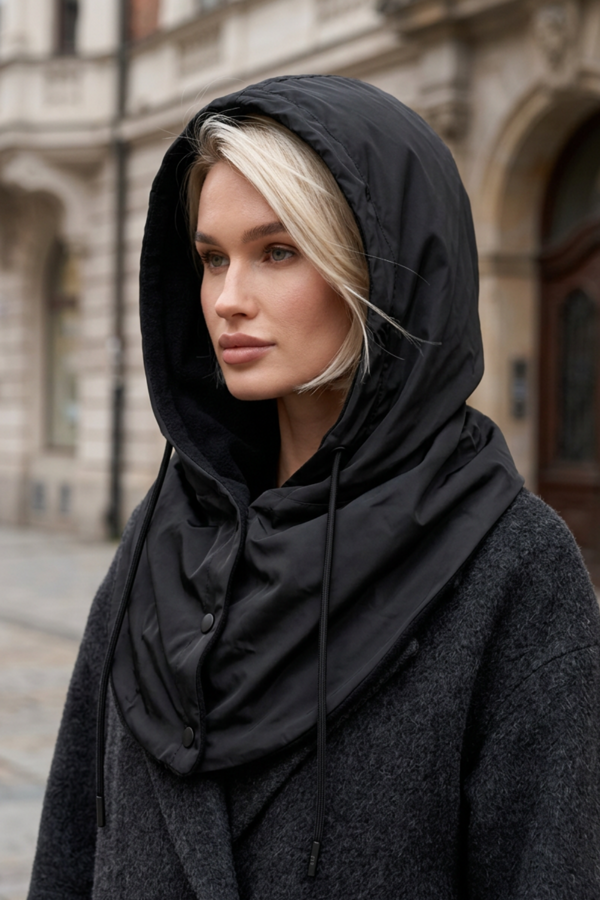 Bufanda impermeable con capucha para lluvia y forro polar