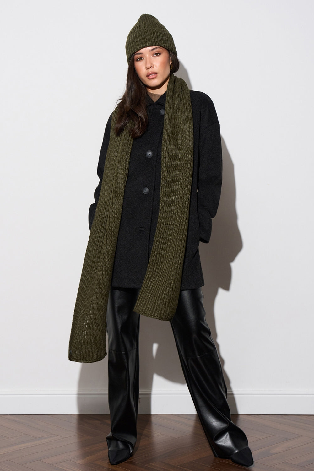 Women’s Wool Ribbed Knit Long Scarf