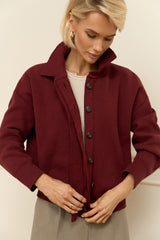 Silk Modal Knit Jacket, Deep Marsala