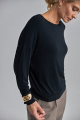 Stretchy Draped Pullover, Black
