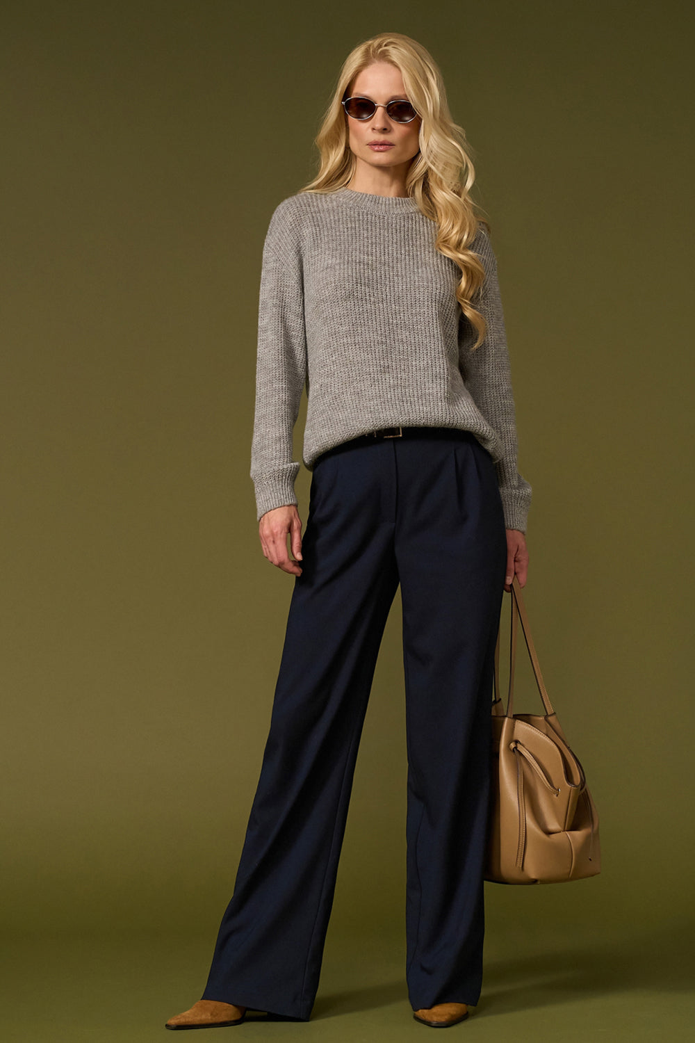 Women’s Wool Mid Rise Straight Leg Trousers
