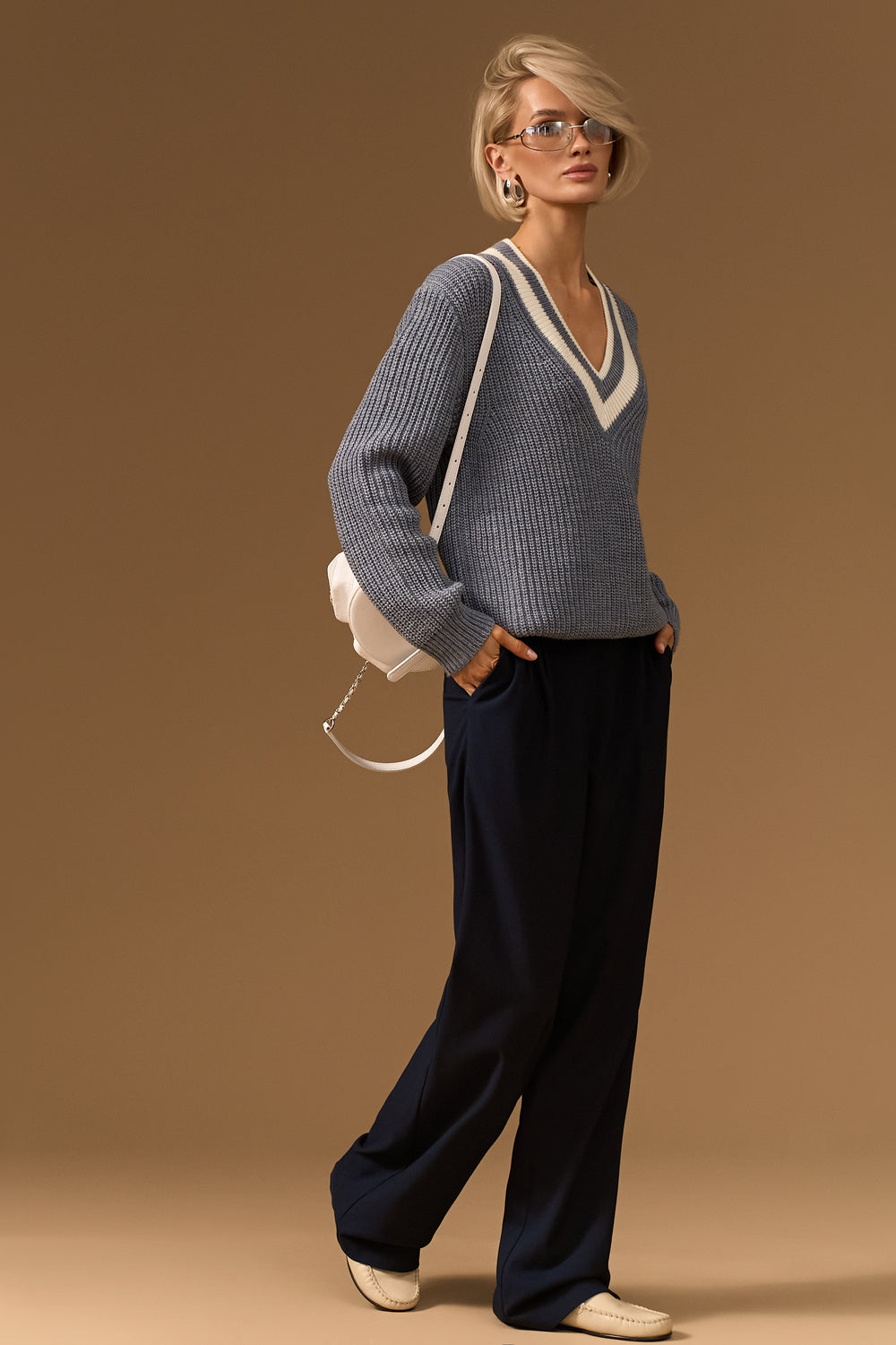 Women’s Wool Mid Rise Straight Leg Trousers