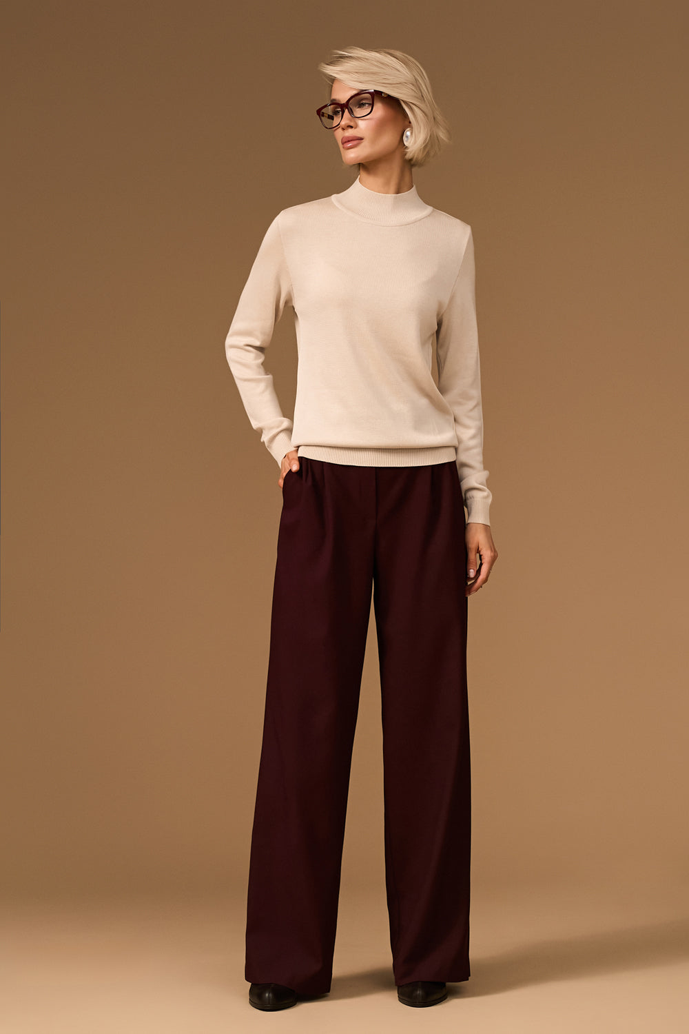 Women’s Wool Mid Rise Straight Leg Trousers