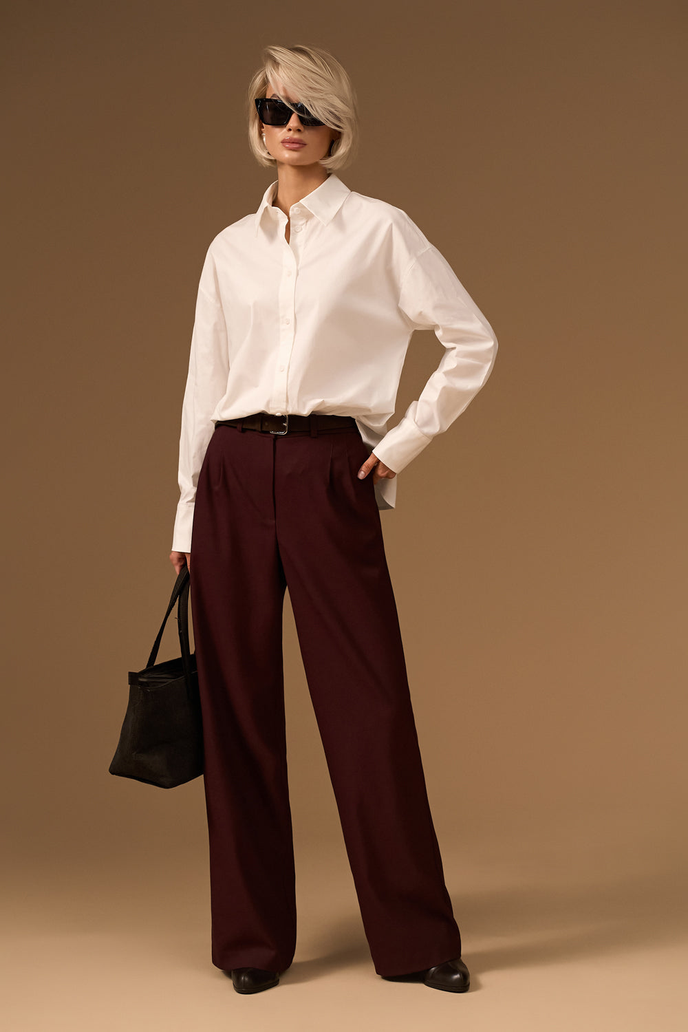 Women’s Wool Mid Rise Straight Leg Trousers