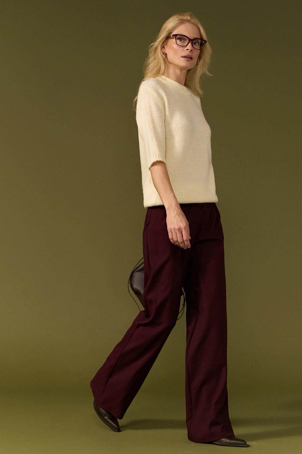 Women’s Wool Mid Rise Straight Leg Trousers