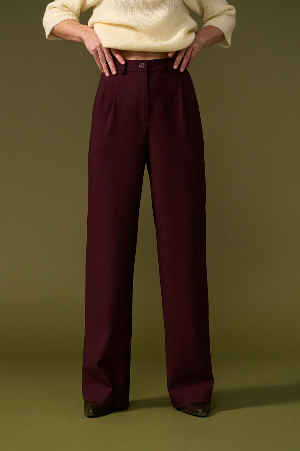Women’s Wool Mid Rise Straight Leg Trousers