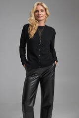 Lambswool Cashmere V-Neck Button Front Vest, Black