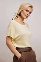 Semi-Sheer Short Sleeve Top With Dropped Shoulder