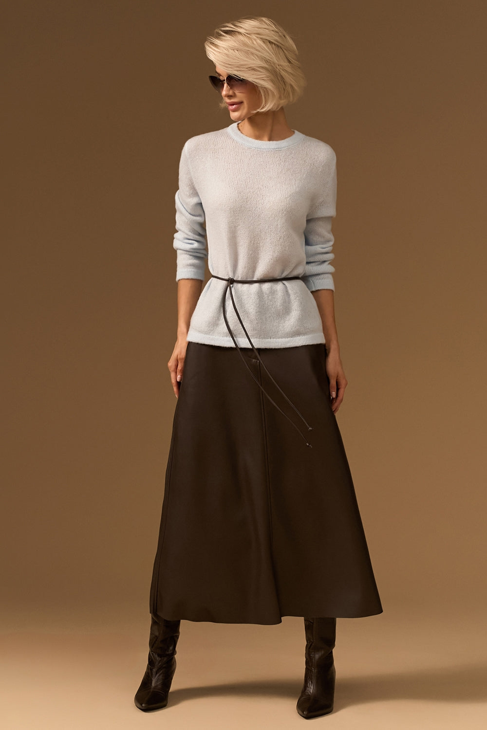 Women’s Baby Alpaca Wool Semi Sheer Crew Neck Sweater