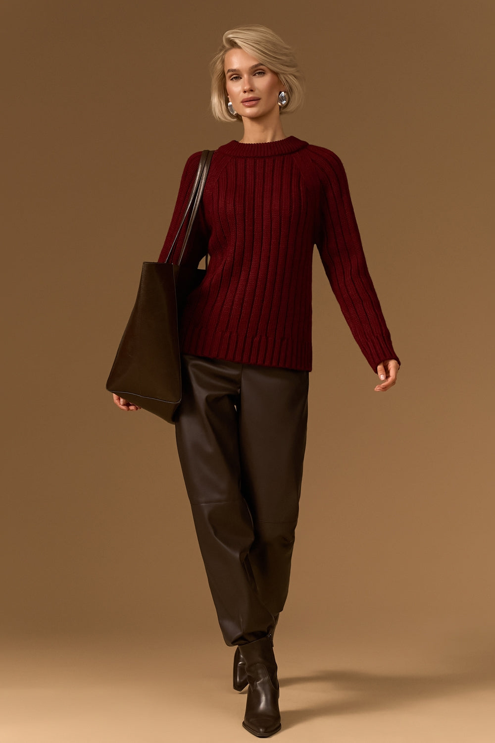 Women’s Wool Ribbed Knit Raglan Sweater