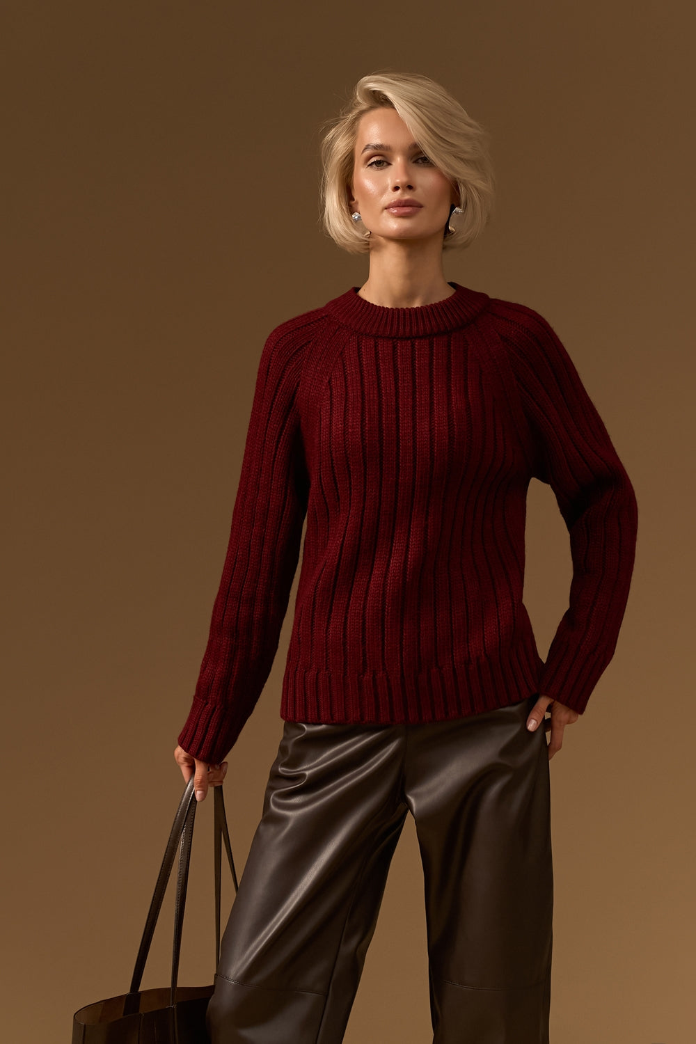 Women’s Wool Ribbed Knit Raglan Sweater