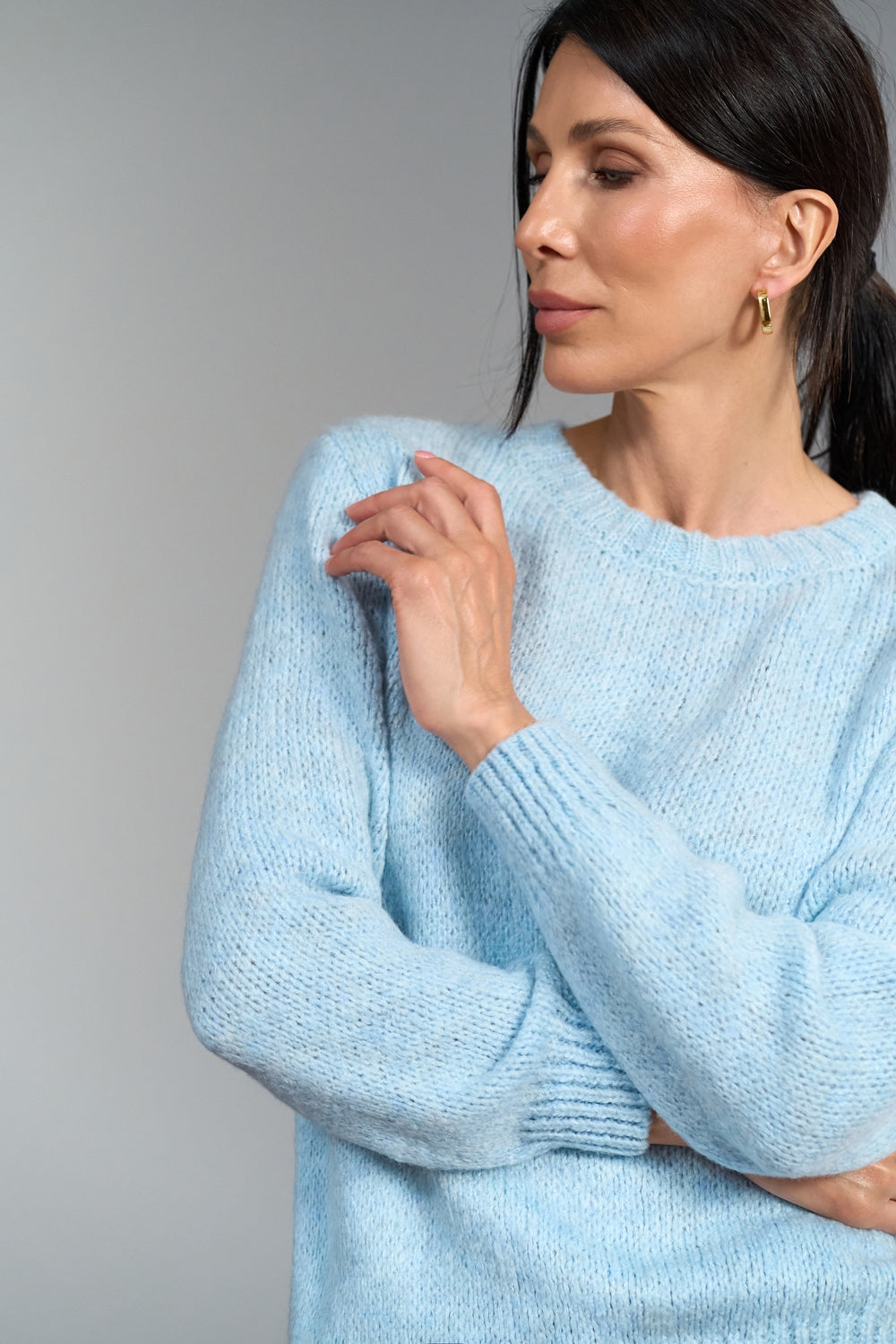 Women’s Wool Kid Mohair Semi Sheer Crew Neck Sweater