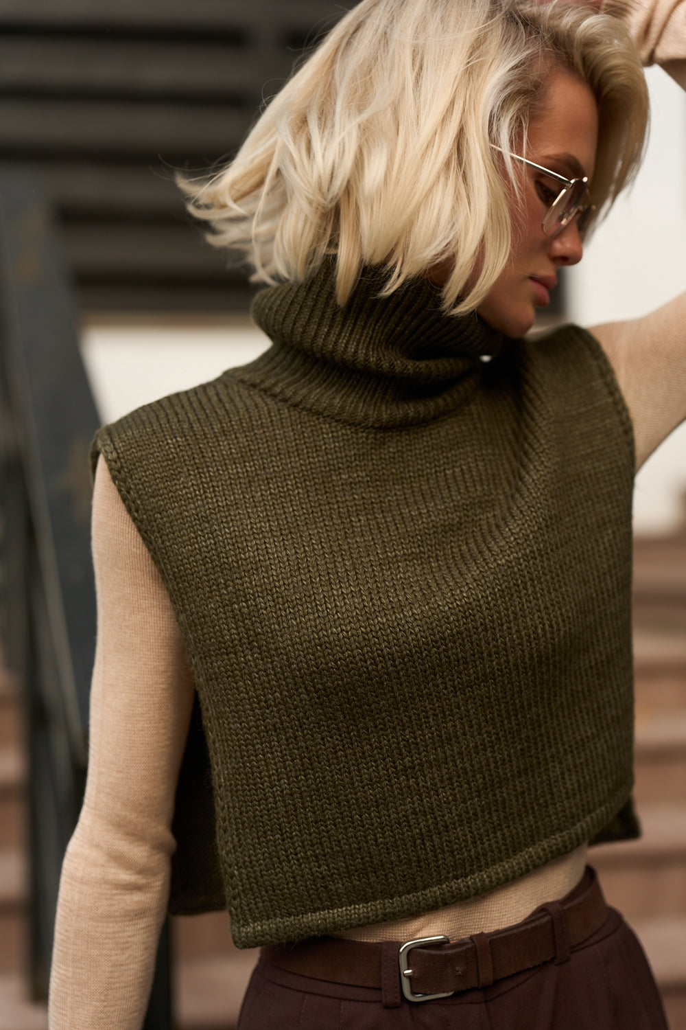Women’s Wool Knit Turtleneck Dickey Shoulder Warmer