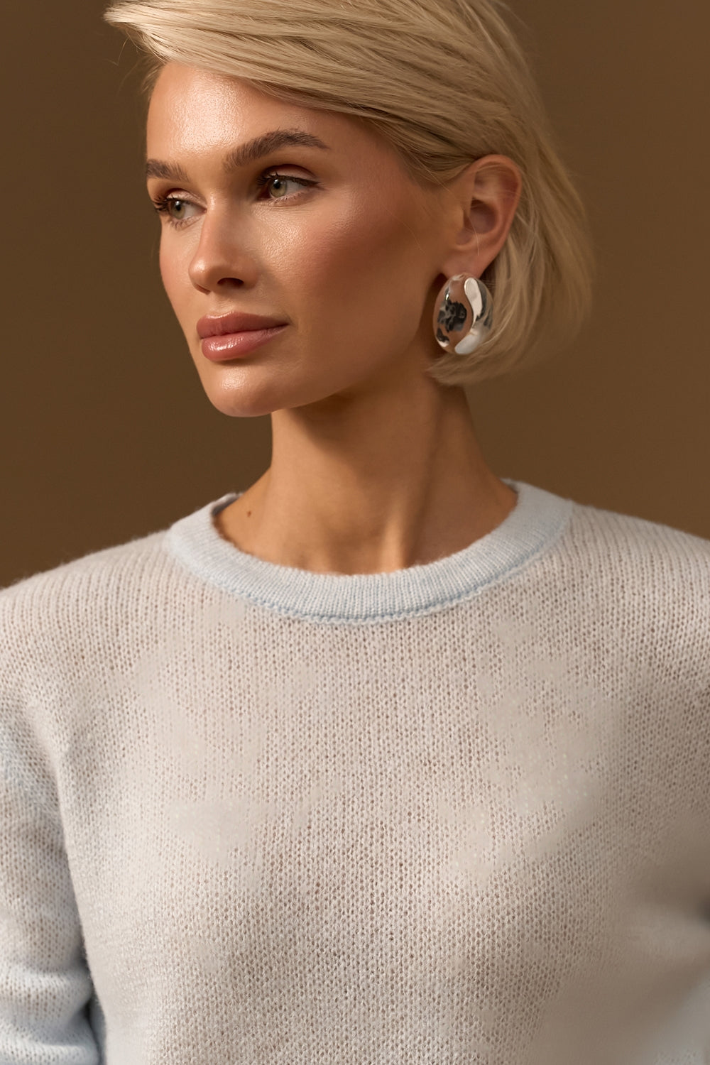 Women’s Baby Alpaca Wool Semi Sheer Crew Neck Sweater