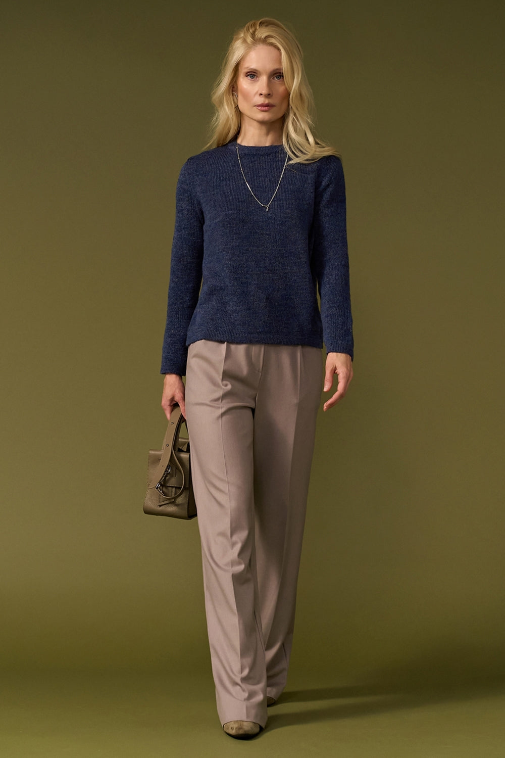 Women’s Baby Alpaca Wool Semi Sheer Crew Neck Sweater