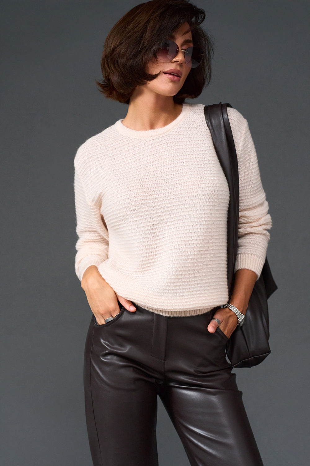 Baby Alpaca Merino Wool Textured Knit Sweater