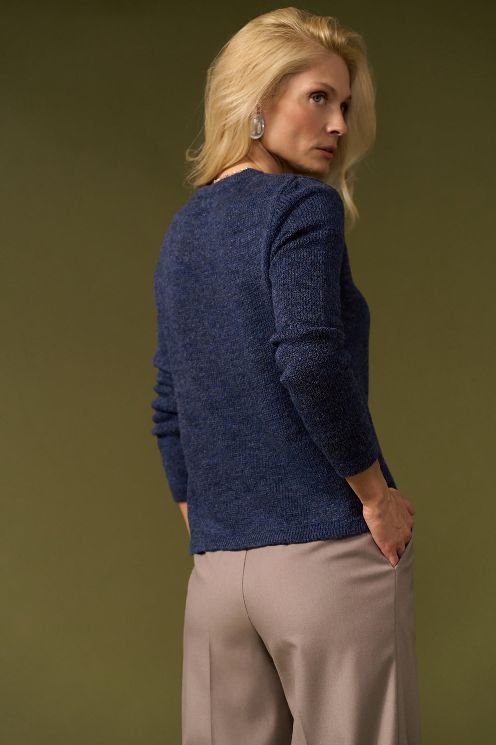 Women’s Baby Alpaca Wool Semi Sheer Crew Neck Sweater