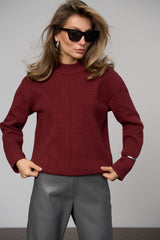 Silk Modal Mock Neck Sweater, Burgundy Red