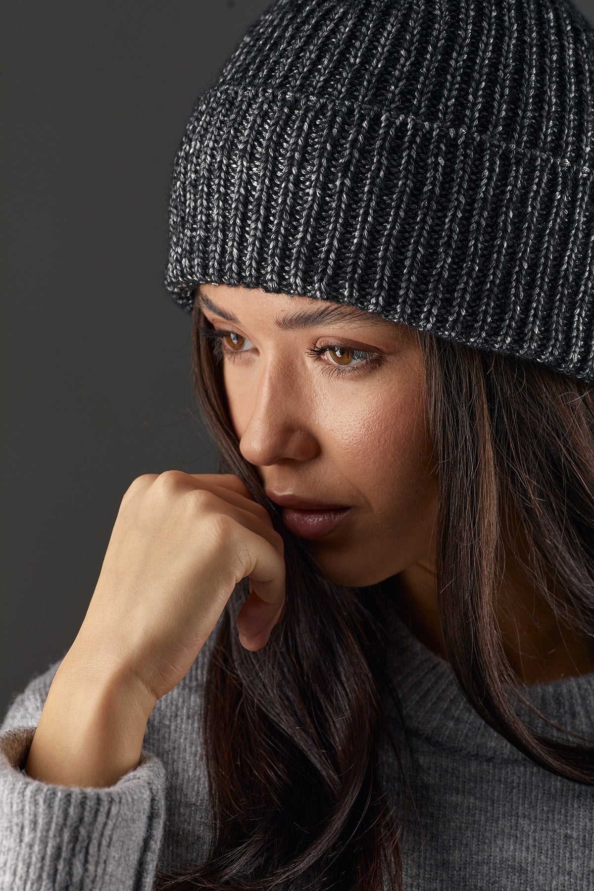 Metallic Knit Beanie with Cuff