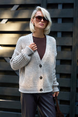 Women’s Chunky Knit Button Cardigan with Relaxed Fit