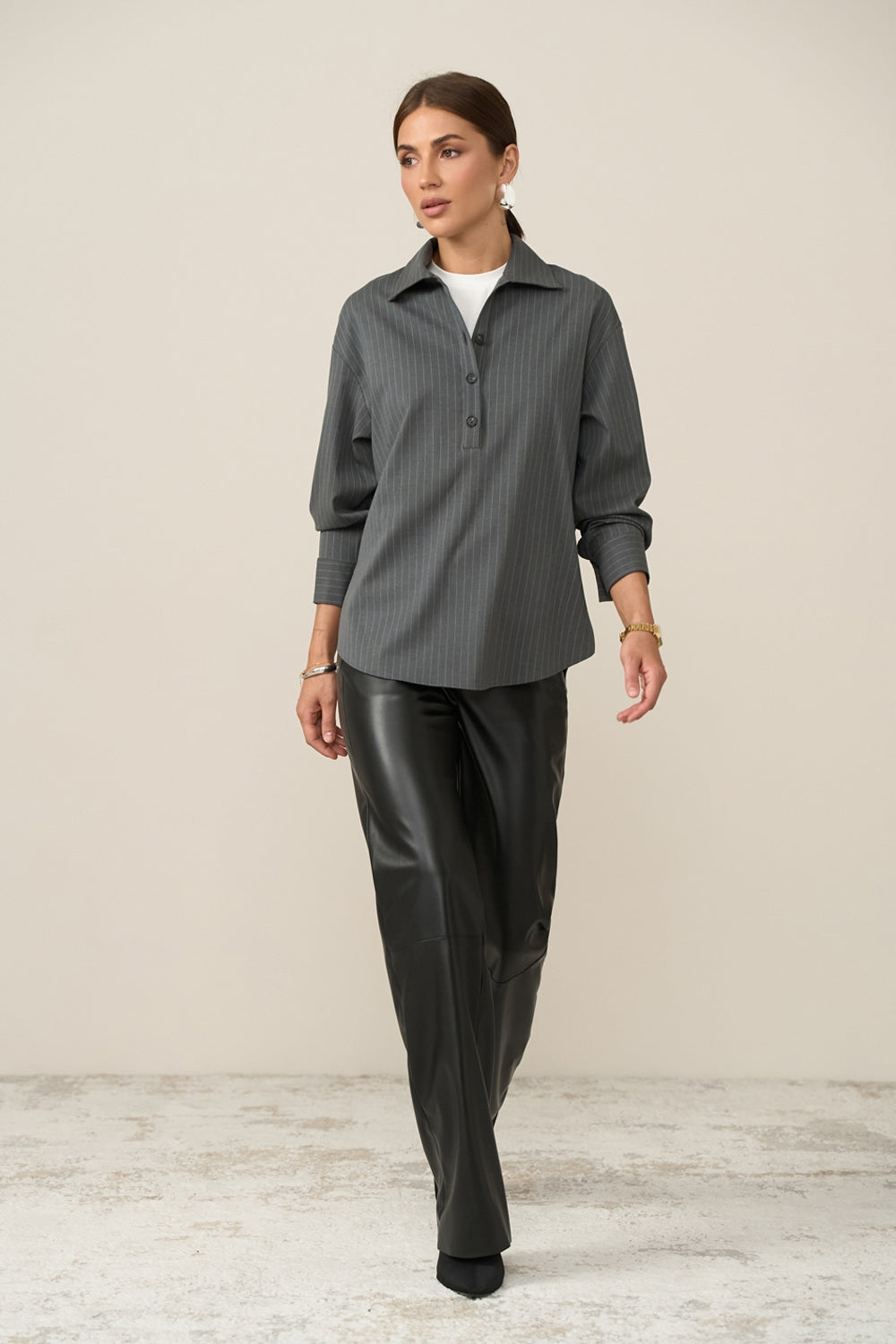 High Waist Straight Leg Faux Leather Pants