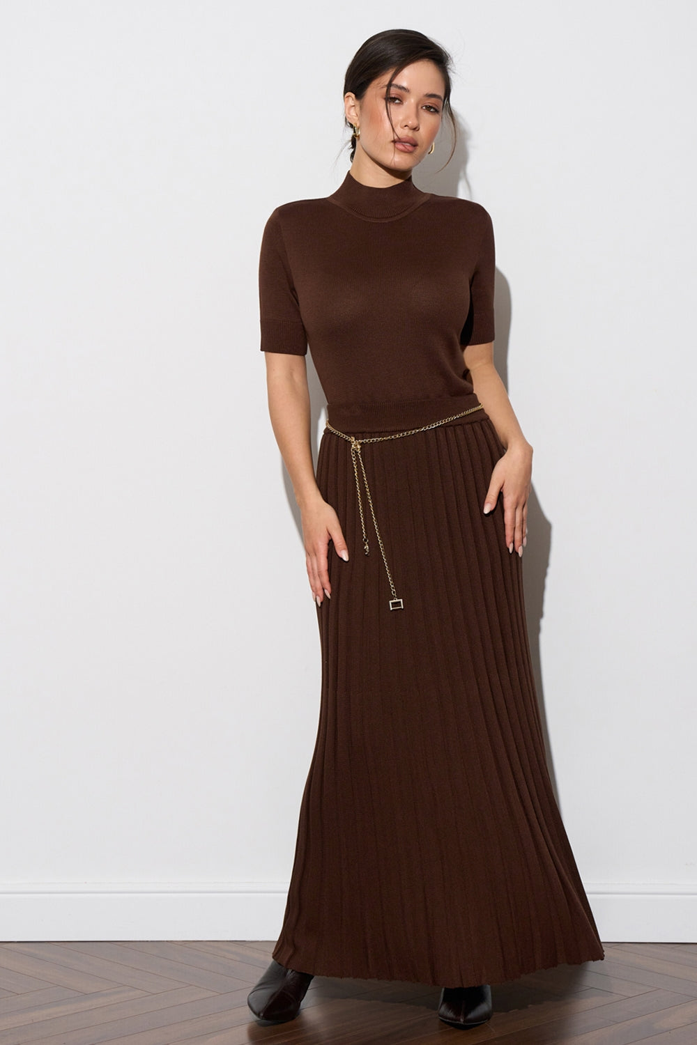 Cotton Short Sleeve Turtleneck Sweater
