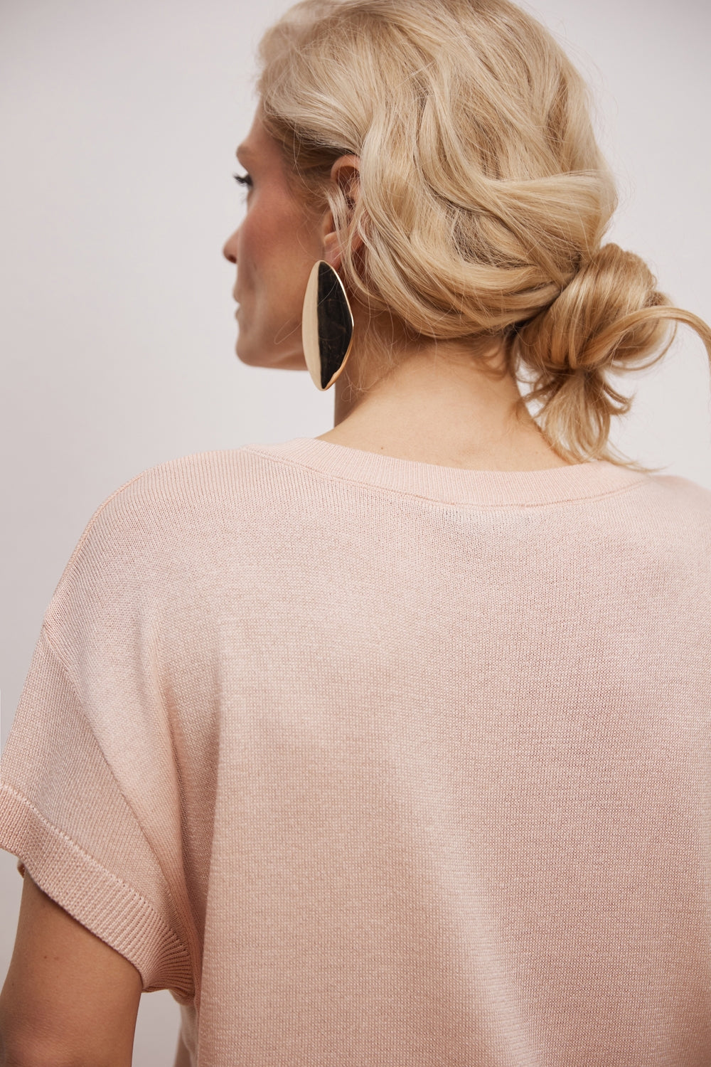 Semi-Sheer Short Sleeve Top With Dropped Shoulder