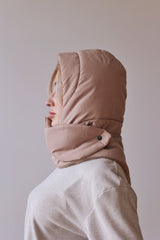 Waterproof Pillow Quilted Headscarf With Fleece Lining, Beige