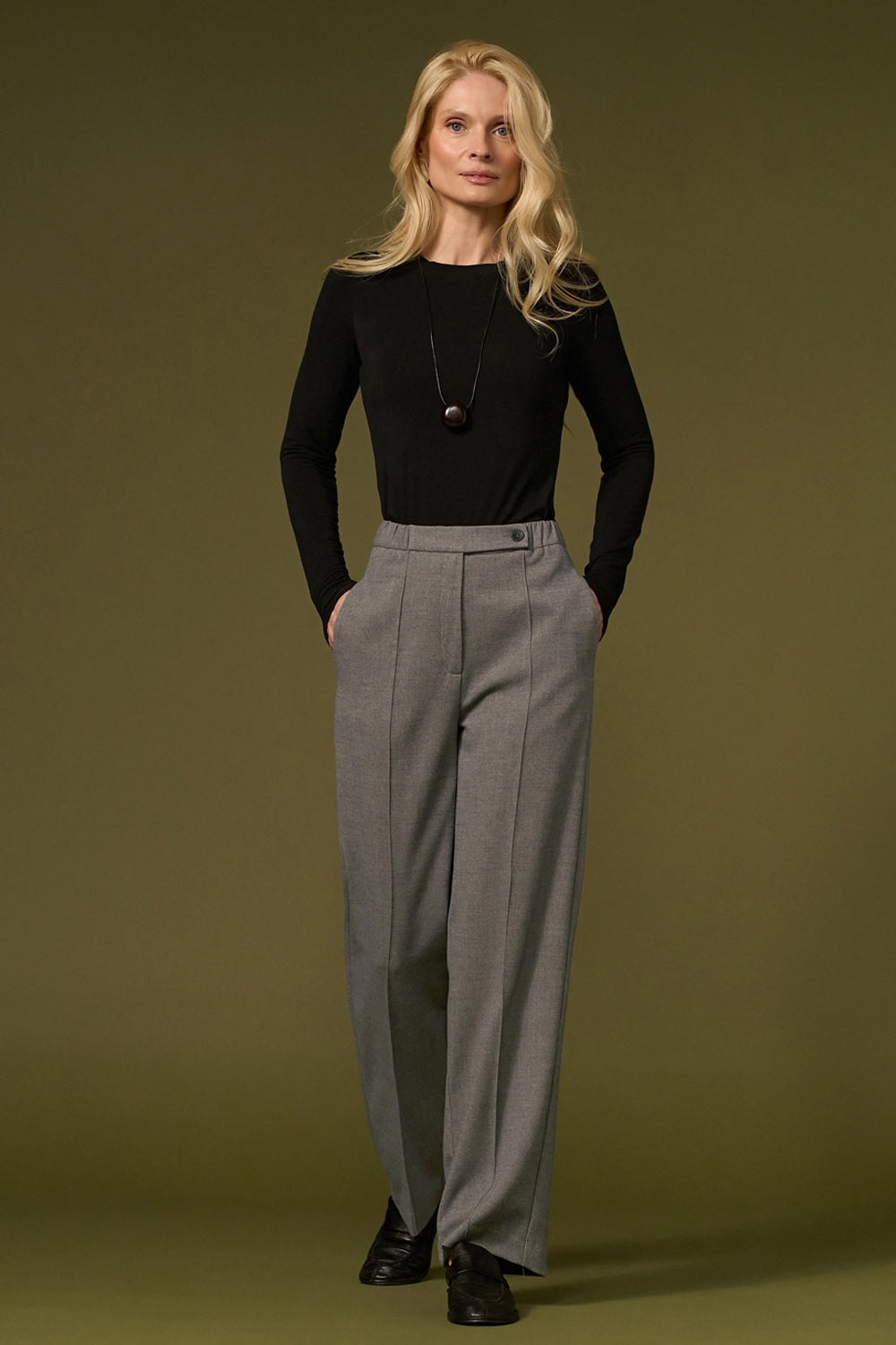 Alpaca Wool Straight-Leg Pants