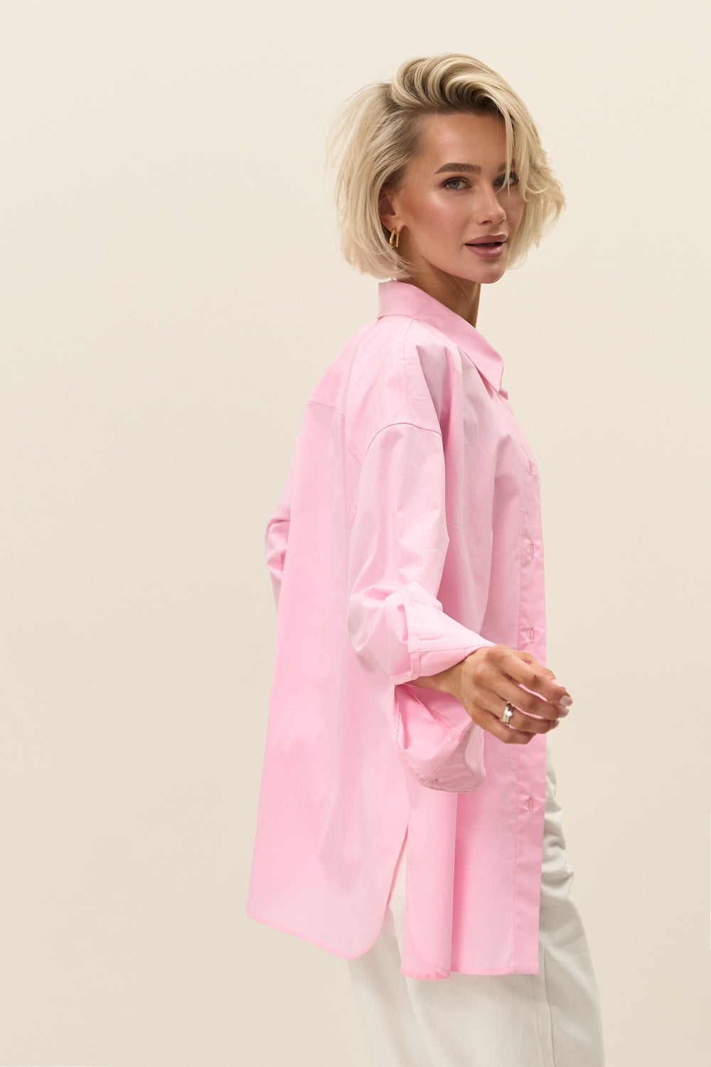 Women’s Cotton Oversized Shirt, Drop Shoulder Fit