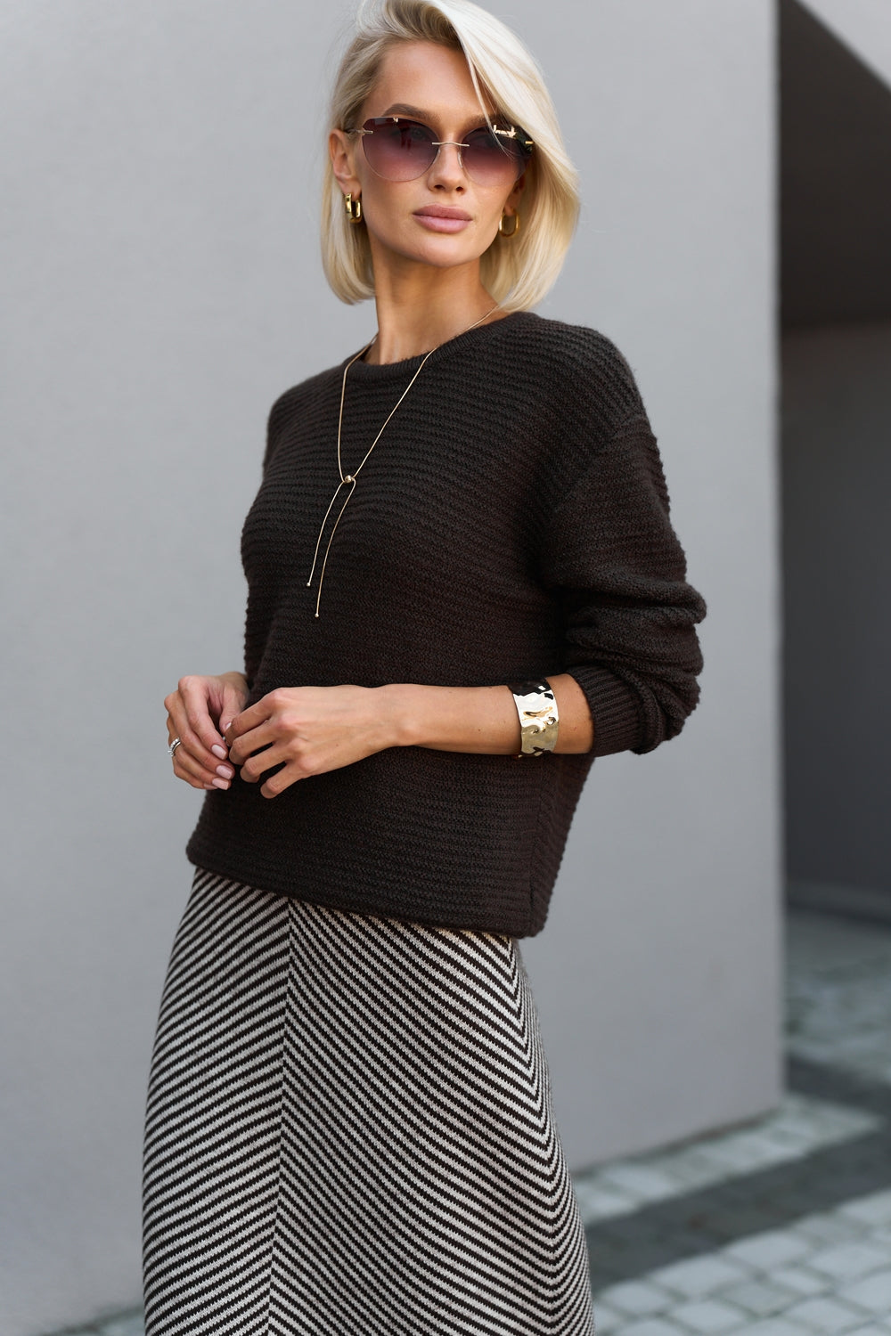 Baby Alpaca Merino Wool Textured Knit Sweater