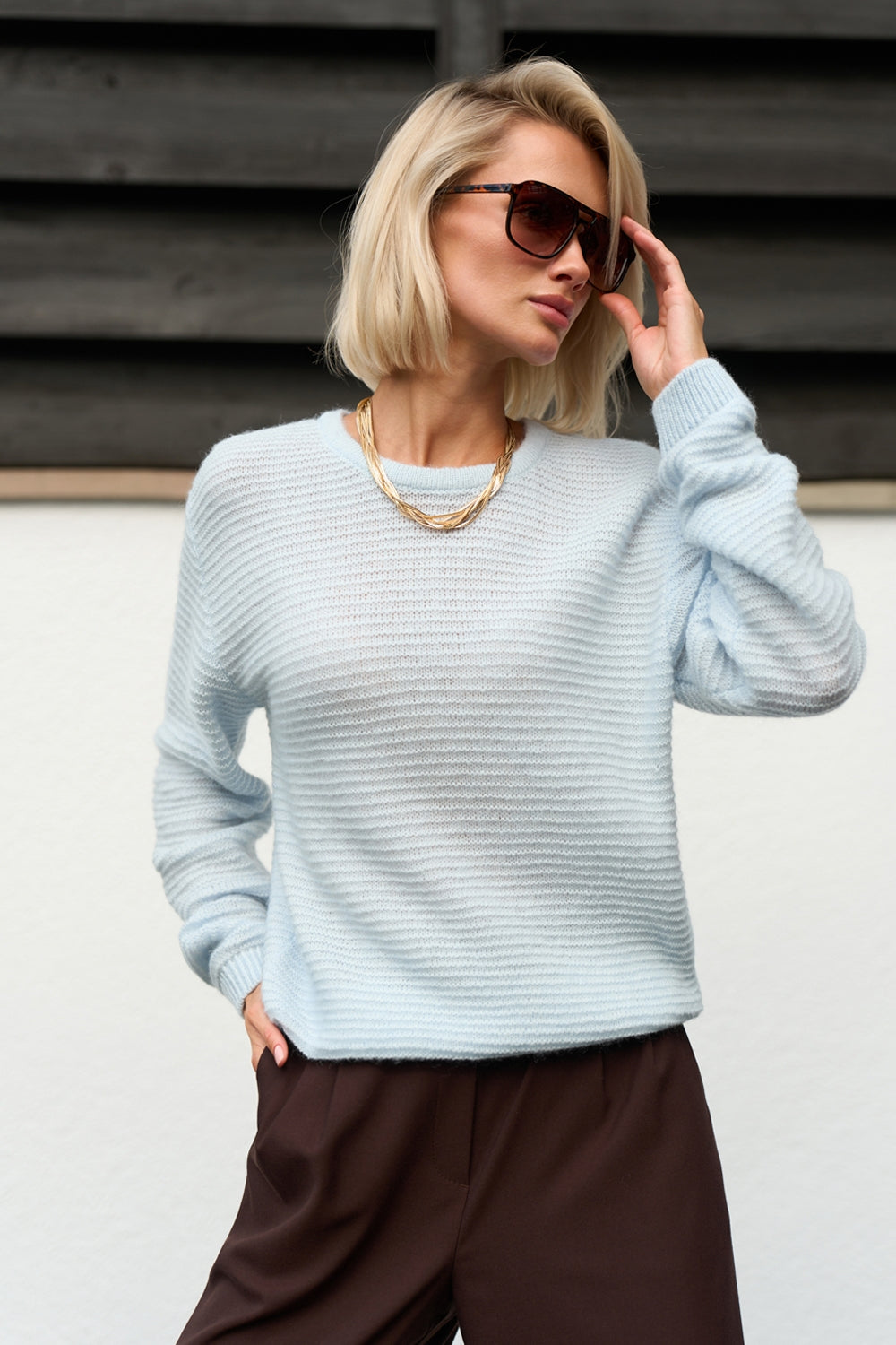 Baby Alpaca Merino Wool Textured Knit Sweater