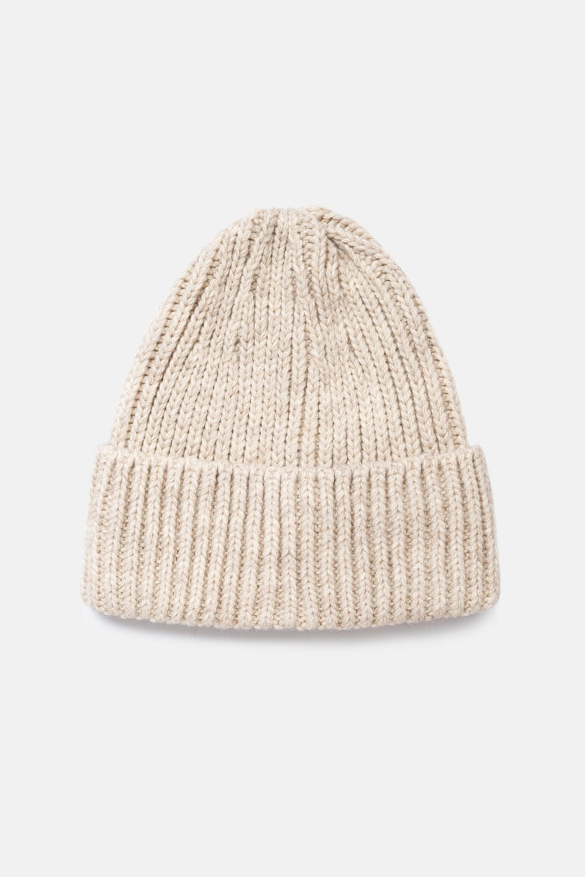 Chunky Wool Knit Beanie Hat, Oatmeal