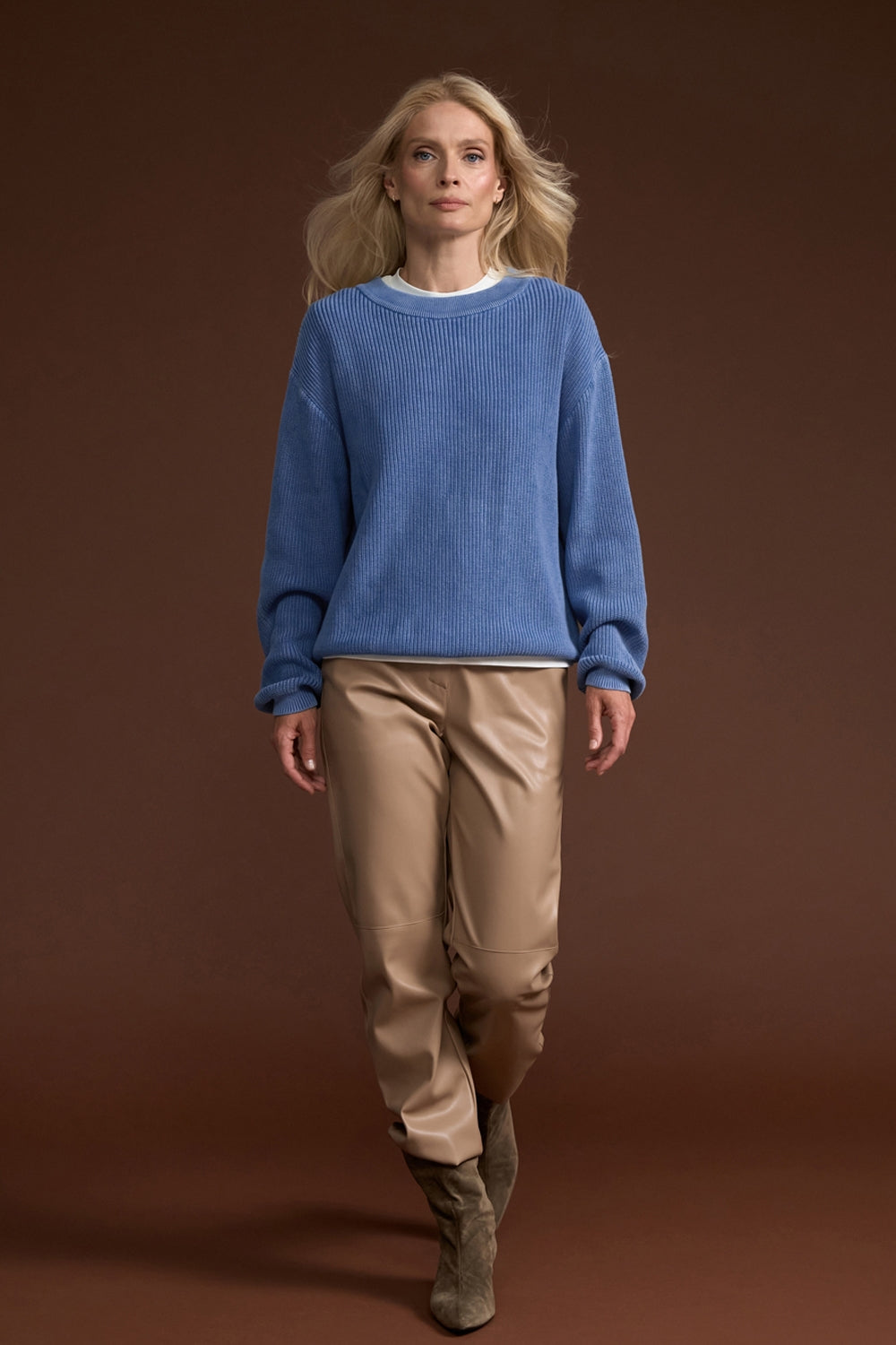 Classic Cotton Sweater, Dusty Blue