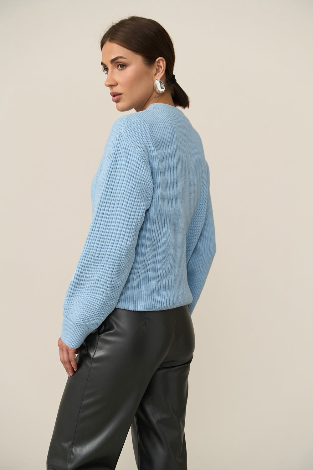 Cotton Bamboo Knit Sweater, Sky Blue