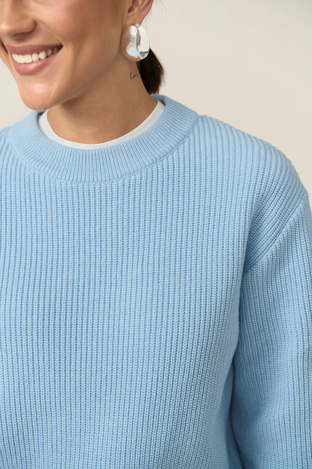 Cotton Bamboo Knit Sweater, Sky Blue