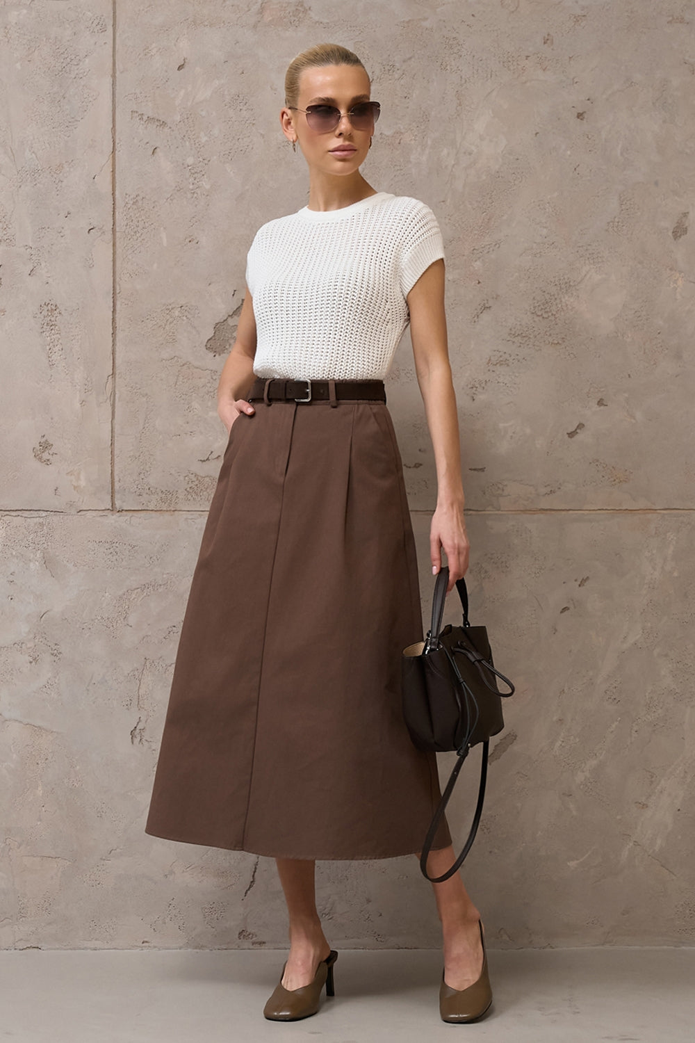 Cotton Textured Open-Knit Short Sleeve Top, Ivory