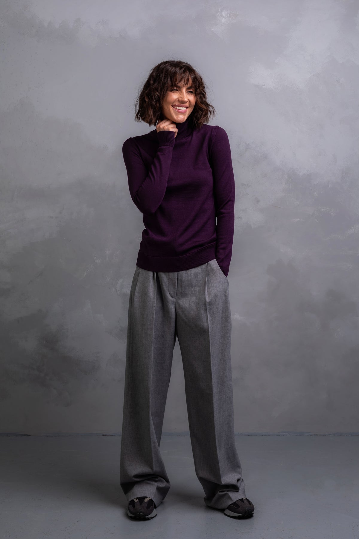 100% Wool Turtleneck Sweater, Blackberry